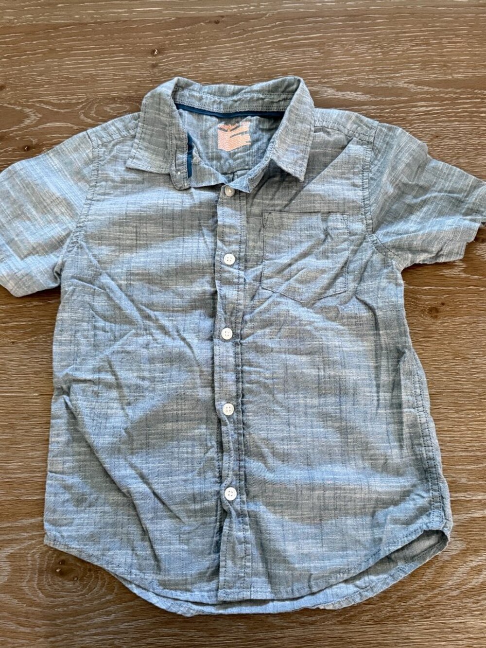 Boys Cat & Jack denim chambray button down top shirt size small 6/7